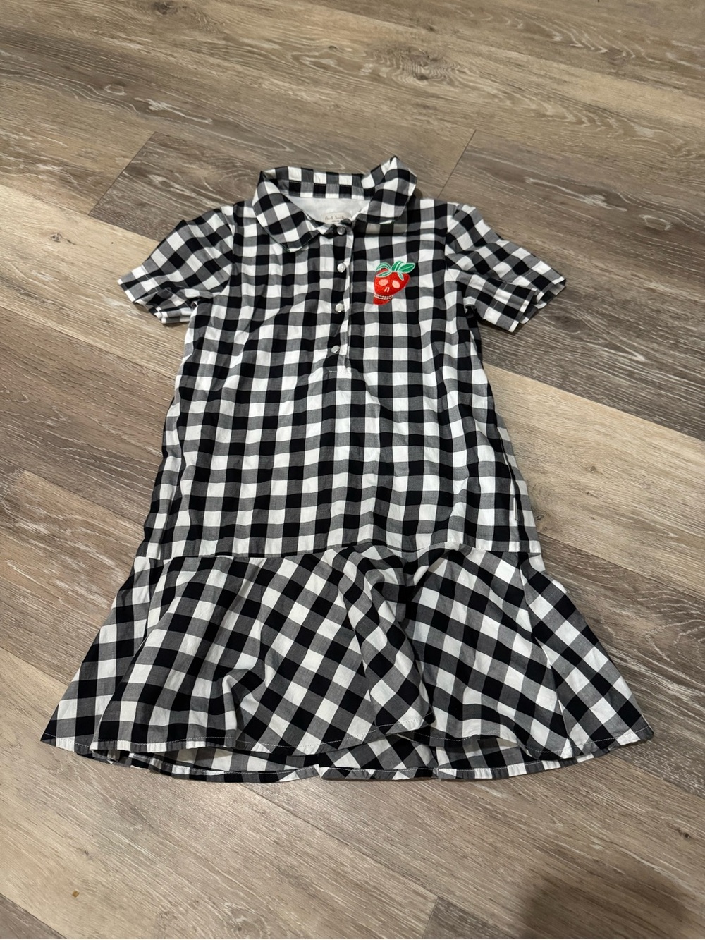Paul Smith Black and White Gingham Dress with Red Cherry Patch